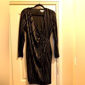 Calvin Klein Velvet black gold dress